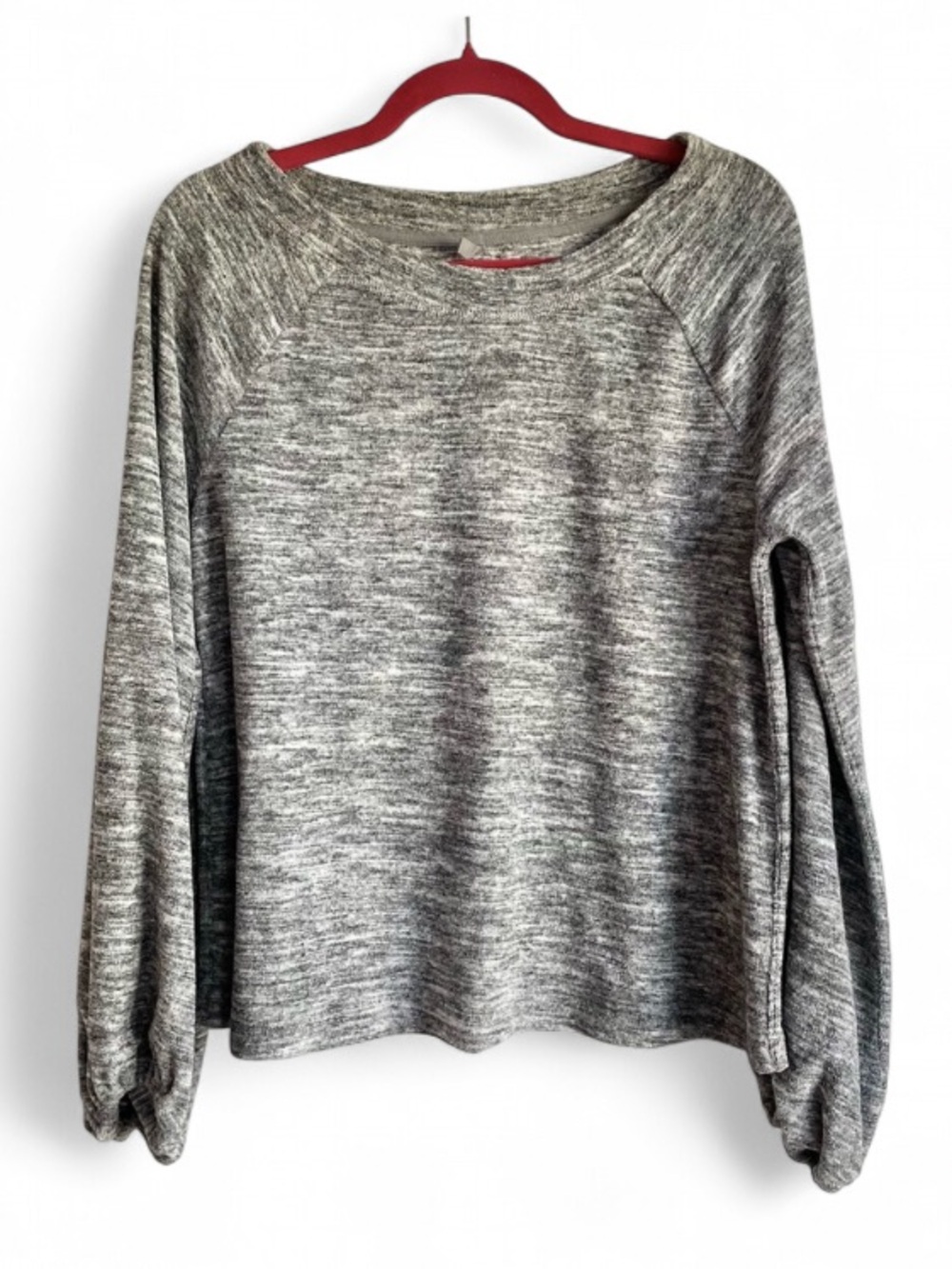 Lou & Grey Heather Gray Balloon Sleeve Knit Shirt Size M